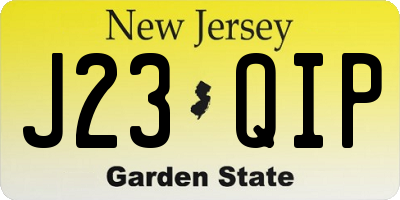 NJ license plate J23QIP