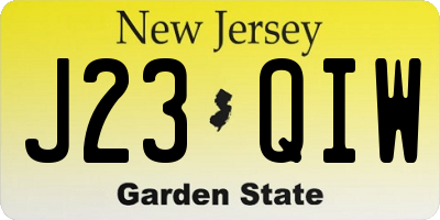 NJ license plate J23QIW