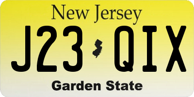NJ license plate J23QIX