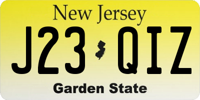 NJ license plate J23QIZ