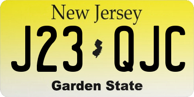 NJ license plate J23QJC