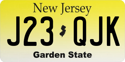 NJ license plate J23QJK