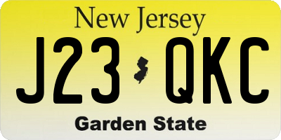 NJ license plate J23QKC
