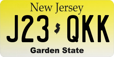 NJ license plate J23QKK