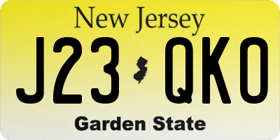 NJ license plate J23QKO