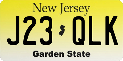 NJ license plate J23QLK