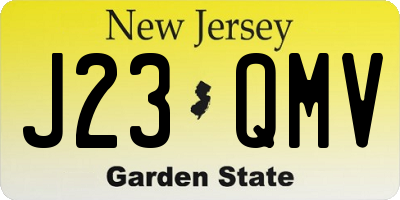 NJ license plate J23QMV