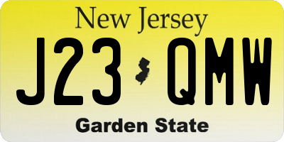 NJ license plate J23QMW