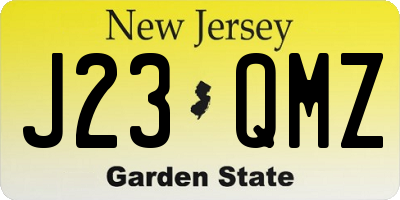 NJ license plate J23QMZ