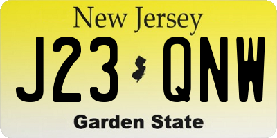 NJ license plate J23QNW