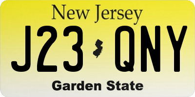 NJ license plate J23QNY
