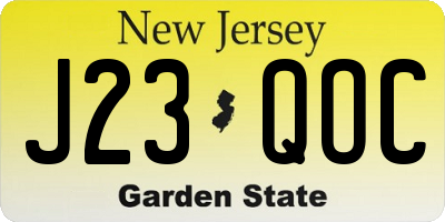 NJ license plate J23QOC