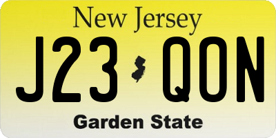 NJ license plate J23QON