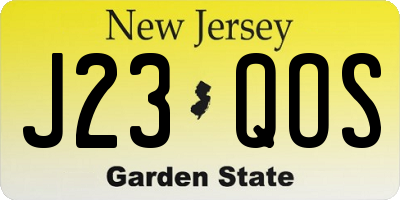 NJ license plate J23QOS