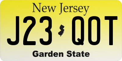 NJ license plate J23QOT