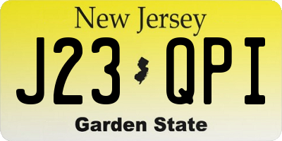NJ license plate J23QPI