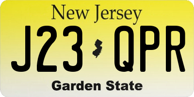 NJ license plate J23QPR
