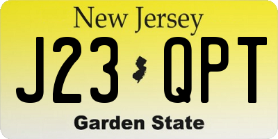 NJ license plate J23QPT
