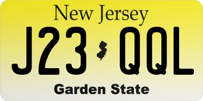 NJ license plate J23QQL