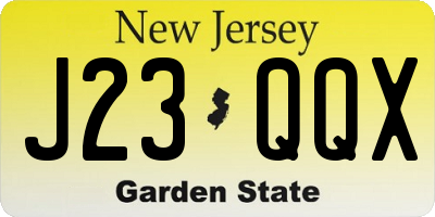 NJ license plate J23QQX