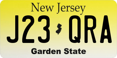NJ license plate J23QRA