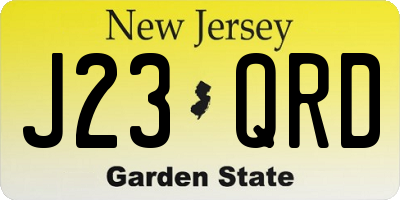 NJ license plate J23QRD