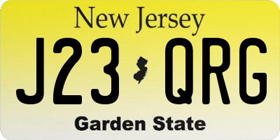 NJ license plate J23QRG