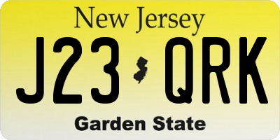 NJ license plate J23QRK