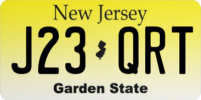 NJ license plate J23QRT