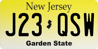 NJ license plate J23QSW