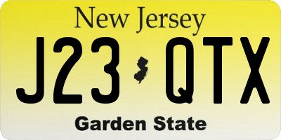 NJ license plate J23QTX