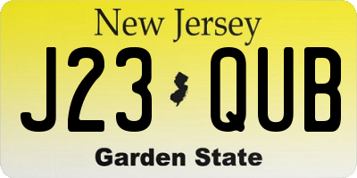 NJ license plate J23QUB