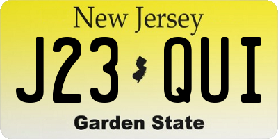 NJ license plate J23QUI