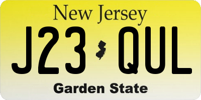 NJ license plate J23QUL