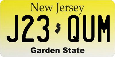 NJ license plate J23QUM