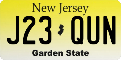 NJ license plate J23QUN