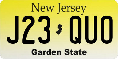 NJ license plate J23QUO