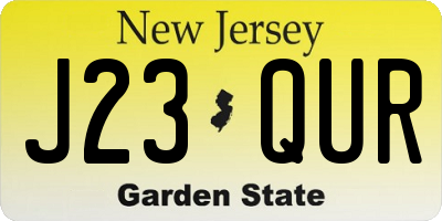 NJ license plate J23QUR