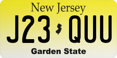 NJ license plate J23QUU
