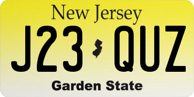 NJ license plate J23QUZ