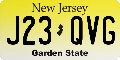 NJ license plate J23QVG