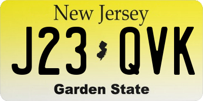 NJ license plate J23QVK
