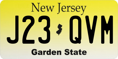 NJ license plate J23QVM