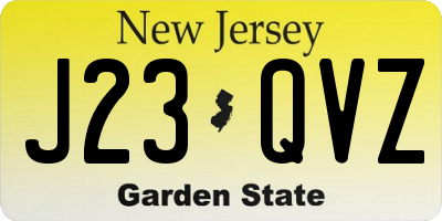 NJ license plate J23QVZ