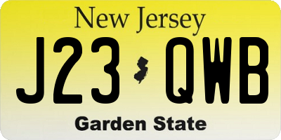 NJ license plate J23QWB