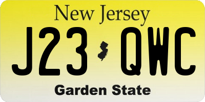 NJ license plate J23QWC