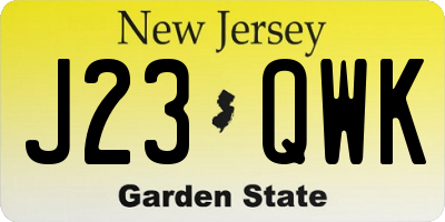 NJ license plate J23QWK