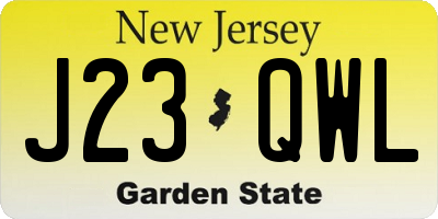 NJ license plate J23QWL