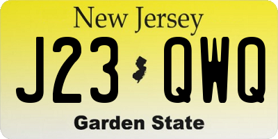 NJ license plate J23QWQ