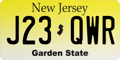 NJ license plate J23QWR